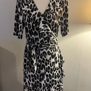 The Limited Black and White Animal Print Midi Dress